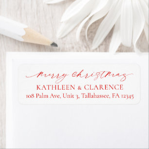 Minimalist Red Elegant Christmas Return Address