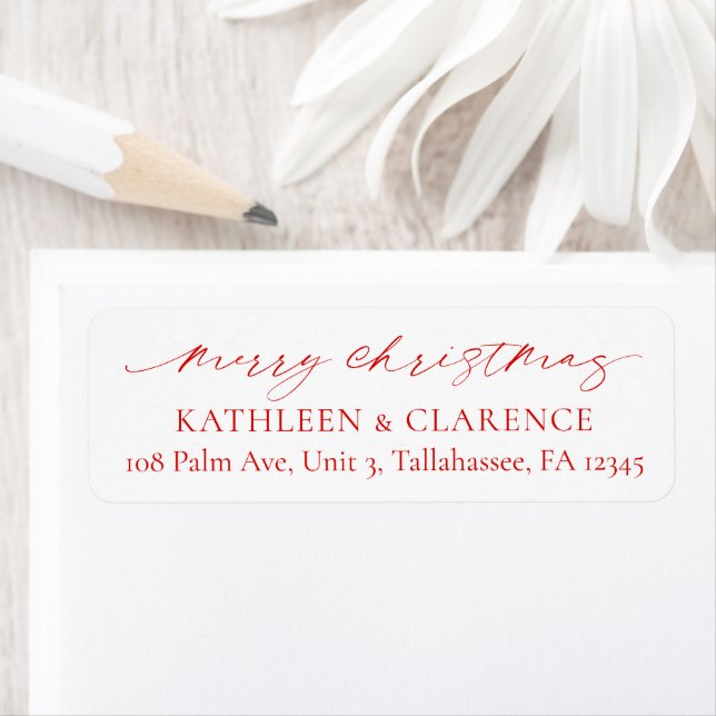 Minimalist Red Elegant Christmas Return Address (Insitu)