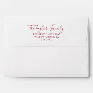 Minimalist Red Family Christmas Card Envelope