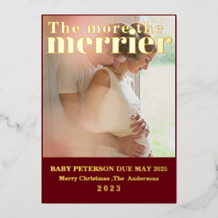 Minimalist Red Family of Three Pregnancy Photo 
