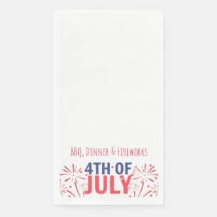 Minimalist Red Fireworks with Customisable Space Napkin