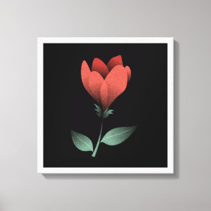 Minimalist Red Flower, Black Background Art Print