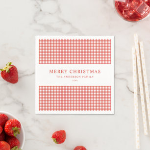 Minimalist Red Gingham Christmas Napkin