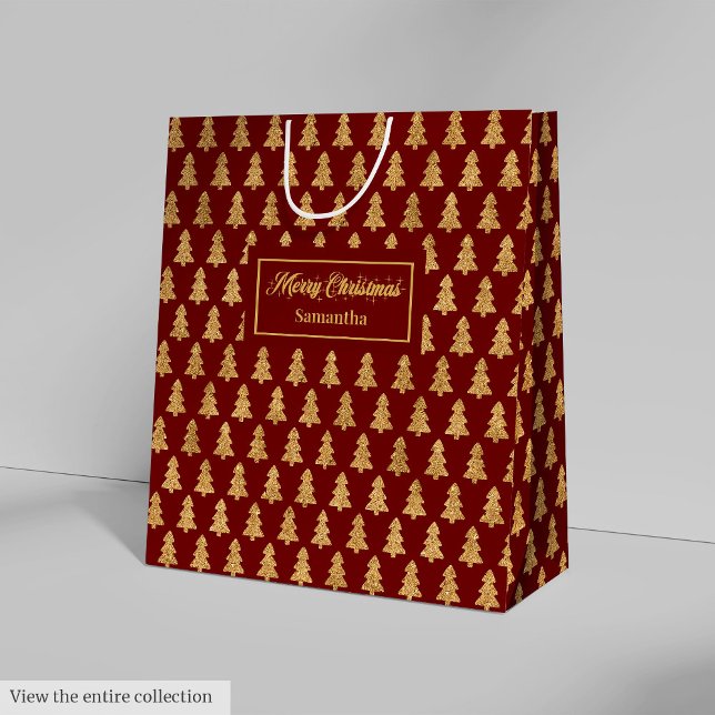 Minimalist Red Gold Custom Christmas Gift Bag (Minimalist Red Gold Custom Christmas Gift Bag)