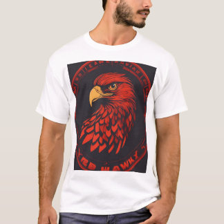  Minimalist Red Hawk Logo Design T-Shirt