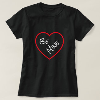 Minimalist Red Heart Be Mine Valentine's Day Black T-Shirt