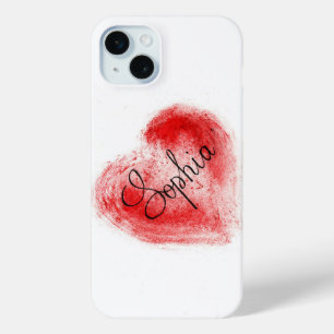 Minimalist Red Heart Graphic iPhone 15 Plus Case