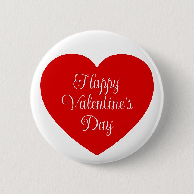 Minimalist Red Heart Happy Valentines Day 6 Cm Round Badge (Front)