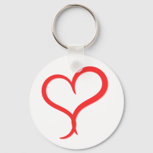 Minimalist Red Heart Keychain - Artistic Hand-Draw