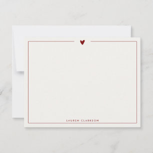 Minimalist Red Heart Stationery Note Card
