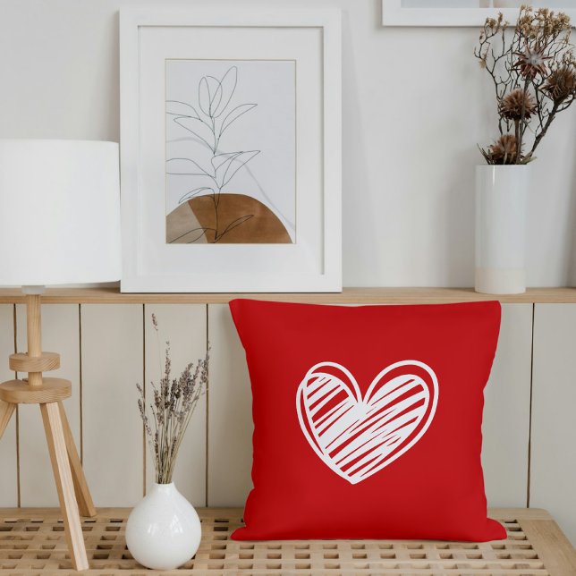Minimalist Red Heart Throw Pillow (Creator Uploaded)