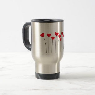 Minimalist Red Hearts Stainless Steel Travel Mug 