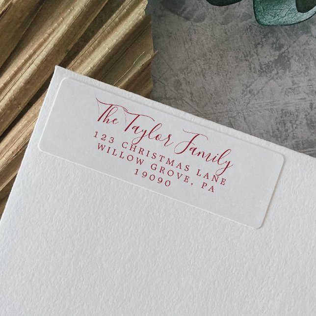 Minimalist Red Holiday Family Return Address (Creator Uploaded)