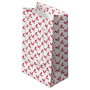 Minimalist Red Holly Berry on White Christmas Small Gift Bag