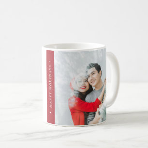 Minimalist Red Joy Holiday Photo Christmas Coffee Mug