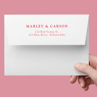 Minimalist Red Lettering Wedding Return Address
