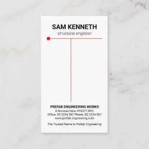 Minimalist Red Lines Dot Structural Engineering Business Card