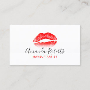Minimalist Red Lips Makeup Artist Business Card