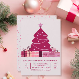 Minimalist Red Merry Festive Holiday Party Invitation