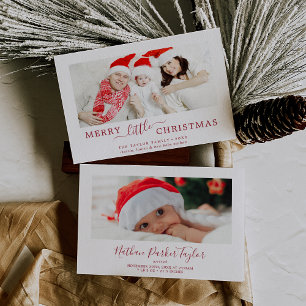 Minimalist Red Merry Little Christmas Baby Birth Holiday Card
