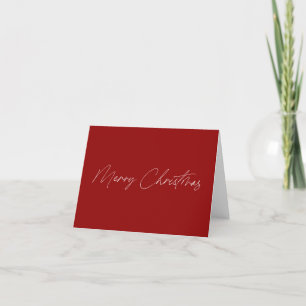Minimalist Red Modern Calligraphy Merry Christmas Holiday Card