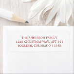 Minimalist Red Modern Christmas Return Address<br><div class="desc">Modern Christmas return address featuring a simple and minimalist design.</div>