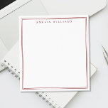 Minimalist Red Monogram Two Border Notepad<br><div class="desc">Create your own personalized notepads with red elegant chic typography monogram name and two border line design.</div>