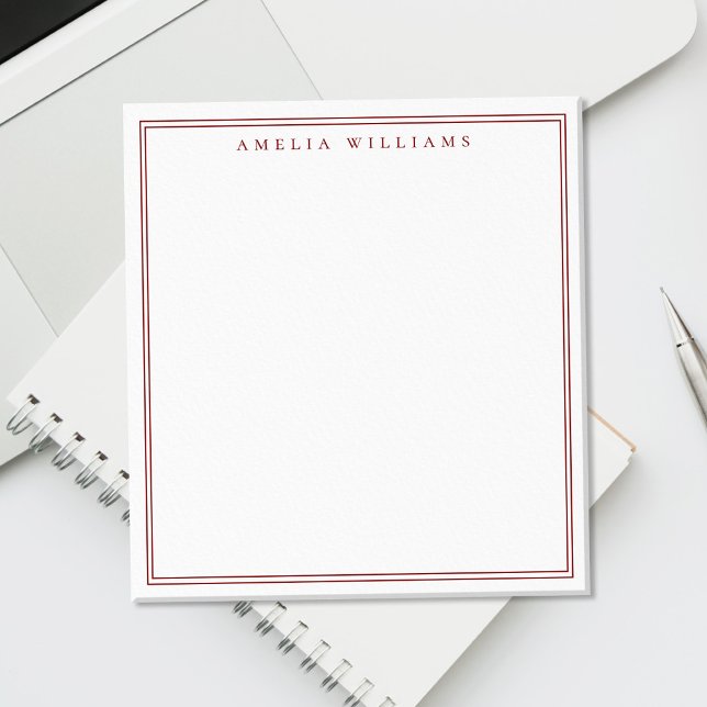 Minimalist Red Monogram Two Border Notepad (Creator Uploaded)