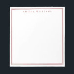 Minimalist Red Monogram Two Border Notepad<br><div class="desc">Create your own personalized notepads with red elegant chic typography monogram name and two border line design.</div>