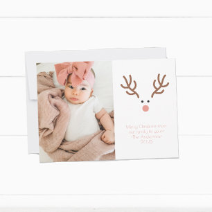 Minimalist Red Nose Reindeer  Holiday Card