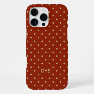 Minimalist Red Orange Custom Monogram Polka Dot iPhone 16 Pro Max Case