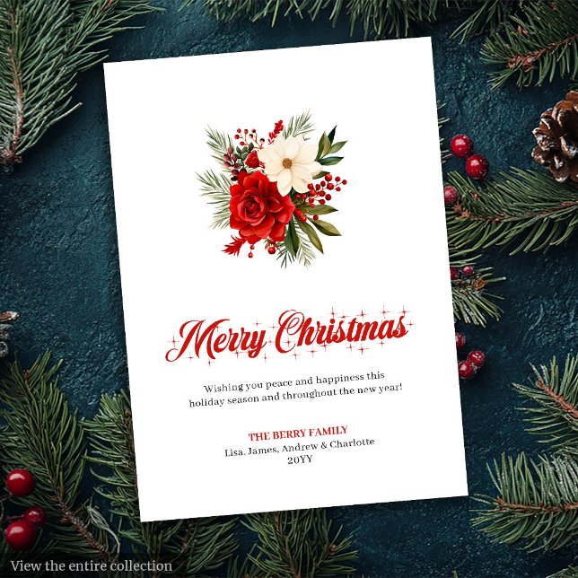 Minimalist Red Poinsettia Stylish Greeting Card (Minimalist Red Poinsettia Stylish Greeting Card

)