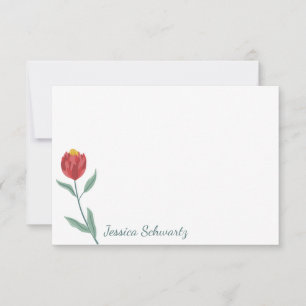Minimalist Red Protea Flower Drawing Personalised Card