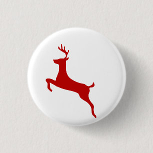 Minimalist Red Reindeer Button – Modern Christmas