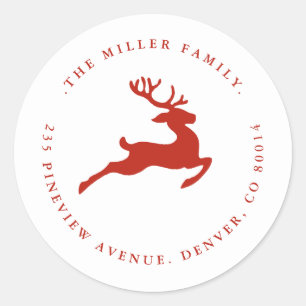 Minimalist Red Reindeer Holiday Seal / Address