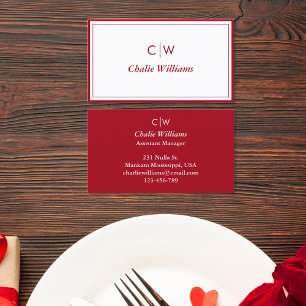 Minimalist red rose, 2 Borders, signature Business Card