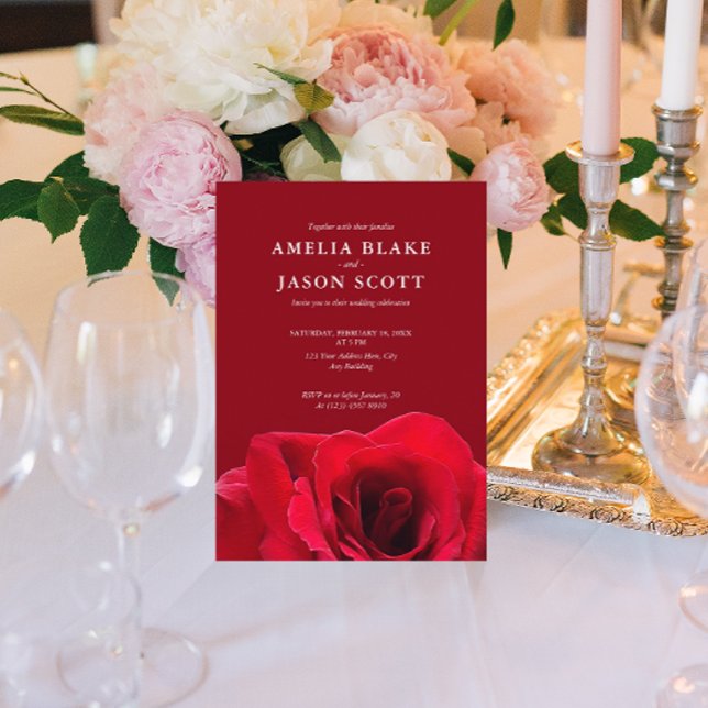 Minimalist Red Rose Digital Wedding Invitation (Creator Uploaded)