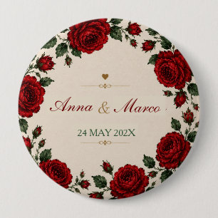 Minimalist Red Rose Elegant Floral Classic Rose 10 Cm Round Badge