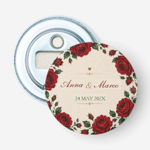 Minimalist Red Rose Elegant Floral Classic Rose Bottle Opener