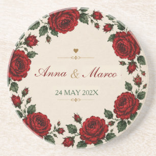Minimalist Red Rose Elegant Floral Classic Rose Coaster