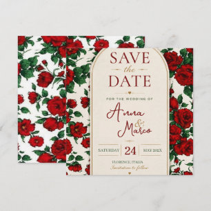 Minimalist Red Rose Elegant Floral Classic Rose Invitation