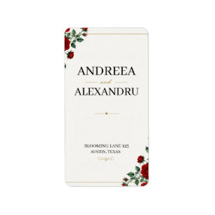 Minimalist Red Rose Elegant Floral Classic Rose Label