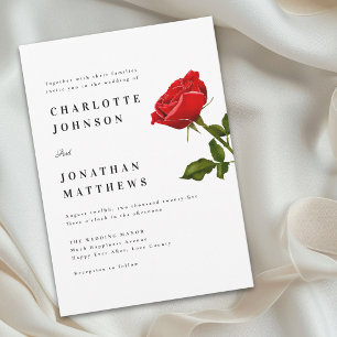 Minimalist Red Rose Elegant Modern Invitation