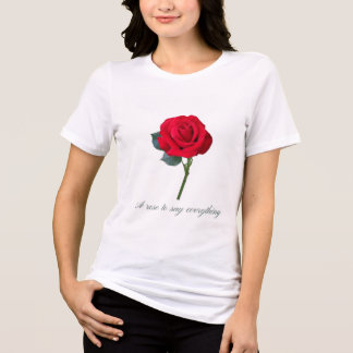 Minimalist Red Rose Graphic Tee - Elegant Romantic