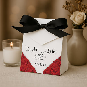 Minimalist Red Roses Wedding Favour Box