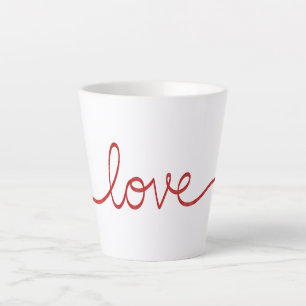 Minimalist Red Script Love Continuous Line Art Sma Latte Mug