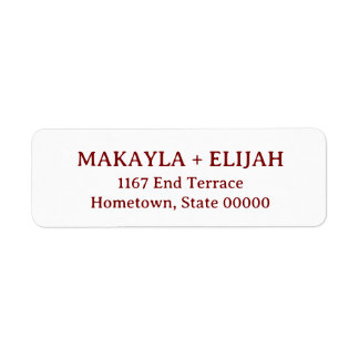 Minimalist Red Serif Name & Return Address
