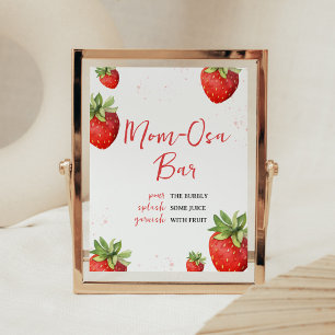 Minimalist Red Strawberry Mom Osa Bar Poster