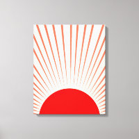 Minimalist Red Sun and Sun Rays