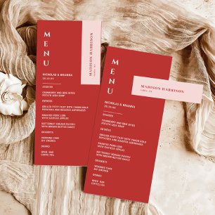Minimalist Red Wedding Menu